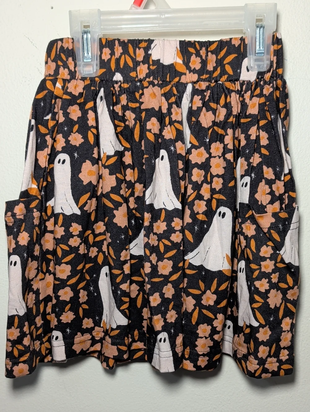 Halloween Skirt + T-Shirt Set - Hey Boo Hey Shirt + Floral Ghost Skirt Size 6